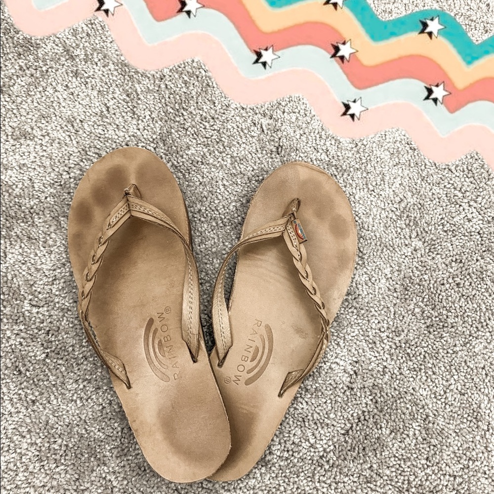 Rainbow flip flops